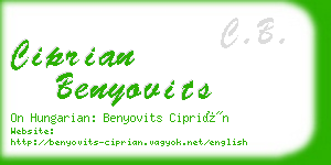 ciprian benyovits business card